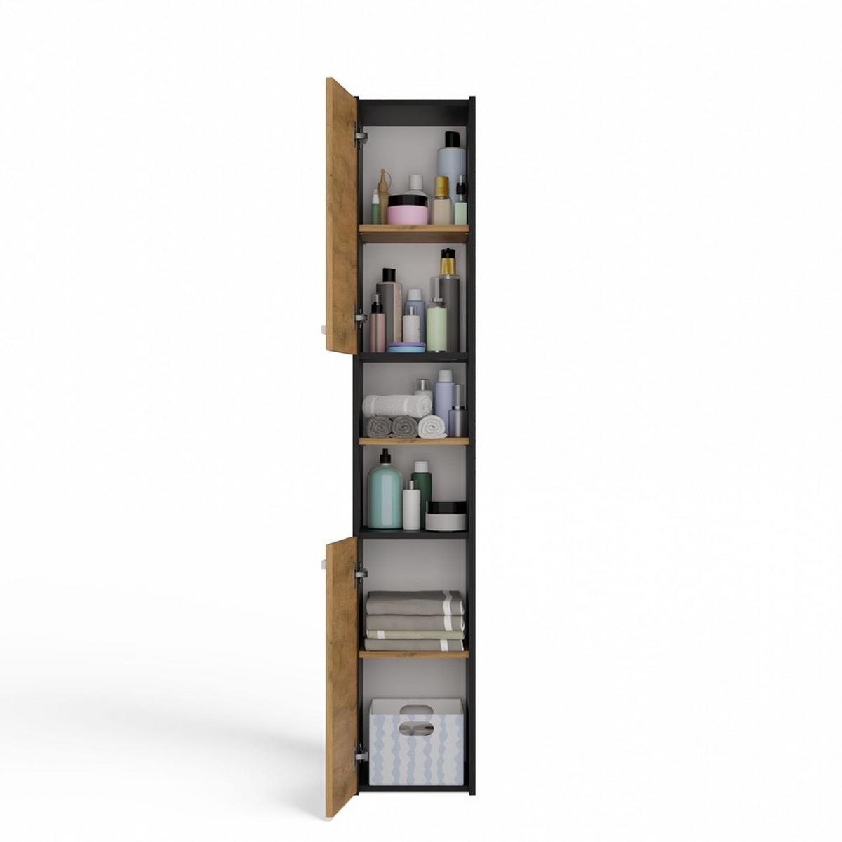 BADEZIMMERSCHRANK Anthrazit, Artisan 30/170/30 - Anthrazit, Holzwerkstoff (30/170/30cm) - RAUMHIRSCH FURNITURE