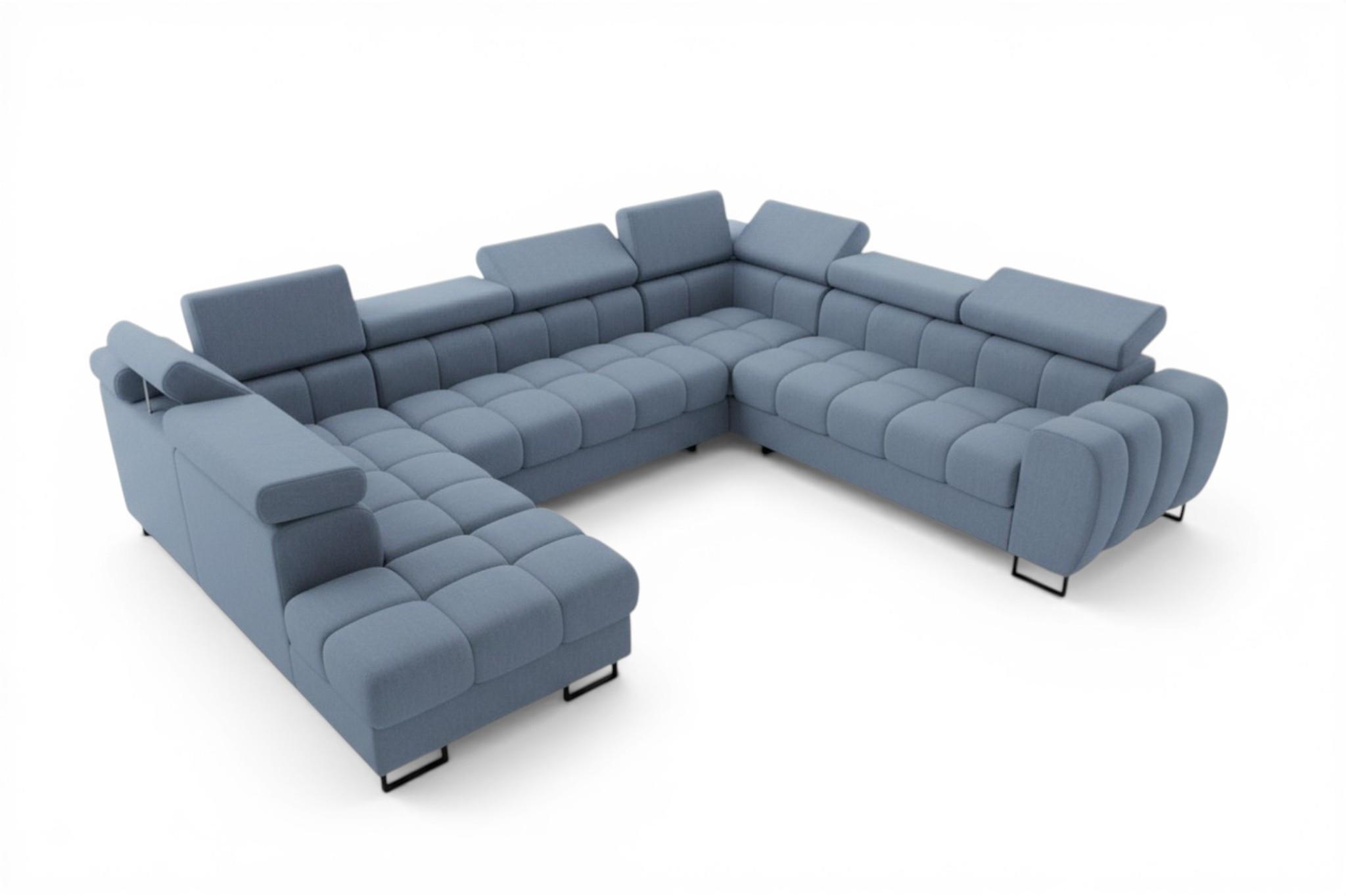 WOHNLANDSCHAFT Bastien Xl - Blau, Holzwerkstoff/Textil (265/95/350cm) - Fun Möbel