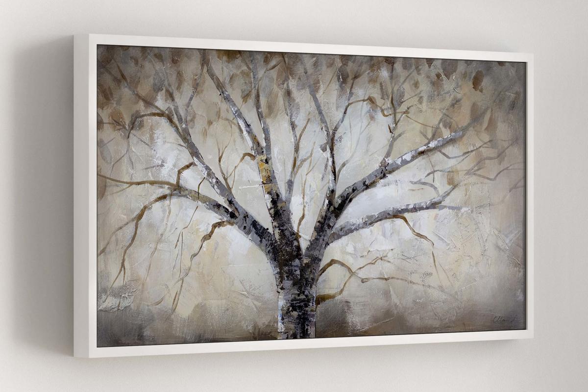 ACRYLBILD HANDGEMALT 120/60 cm - Weiß, Holz/Textil (120/60cm) - KUNSTLOFT