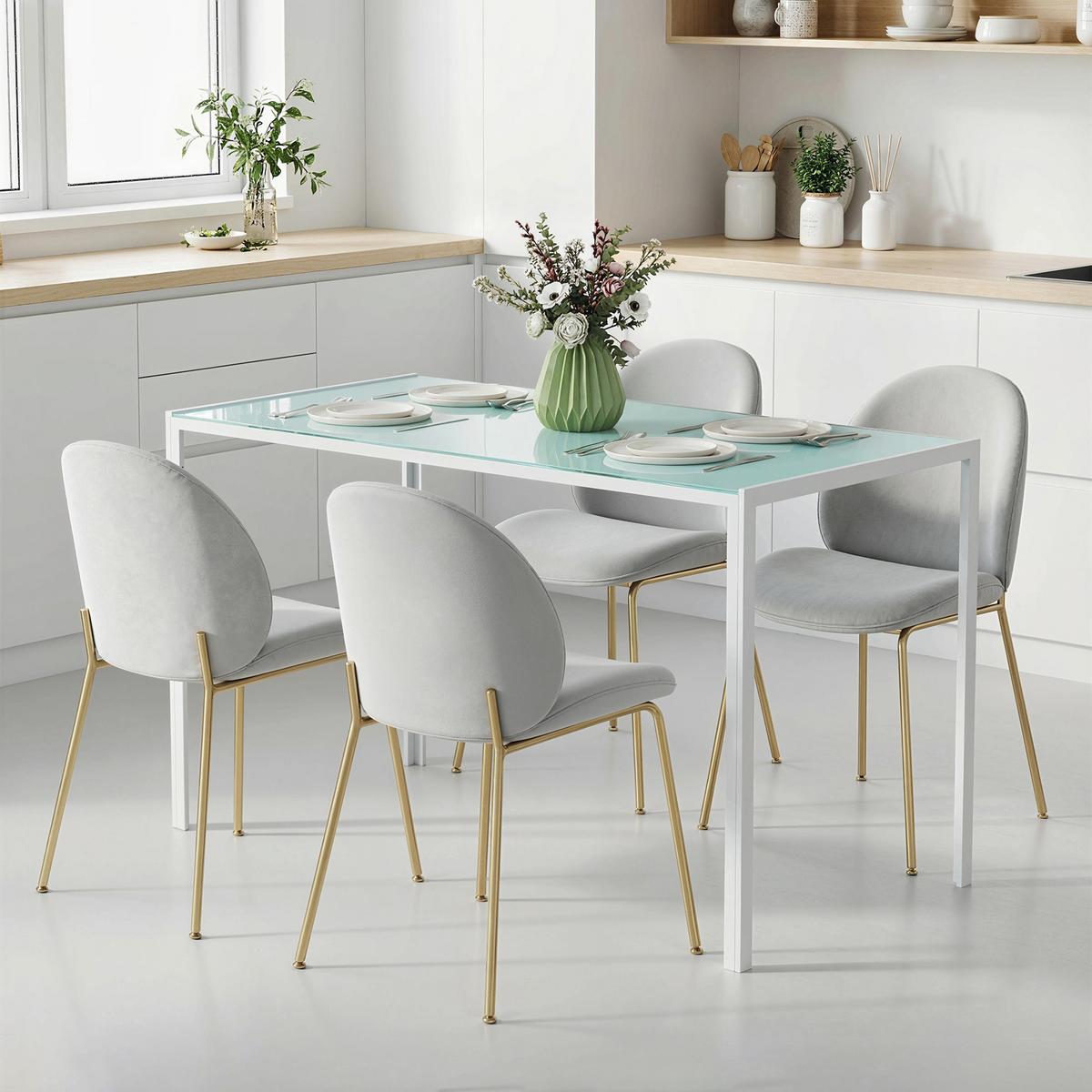 ESSTISCH Küchentisch für 4 Personen, Esszimmertisch für Küche Metall, Weiß - Weiß, Metall (120/60/75cm) - HOMCOM