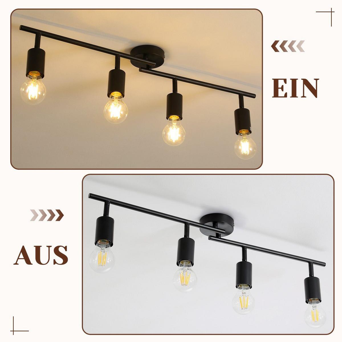 DECKENSTRAHLER Laser 4-flammig 75/9/16 cm - Schwarz, Metall (75/9/16cm) - Nettlife