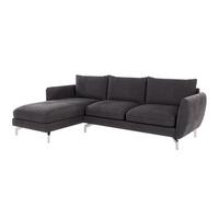 ECKSOFA Elou Graphit Microfaser - Chromfarben/Graphitfarben, Holz/Textil (261/167cm) - S-Style Möbel