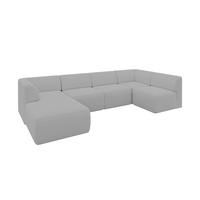 WOHNLANDSCHAFT Ottomane Links MOVO-L 345x180x78 cm Hellgrau Bouclé - Anthrazit, Holzwerkstoff/Kunststoff (345/78/180cm) - ALTDECOR