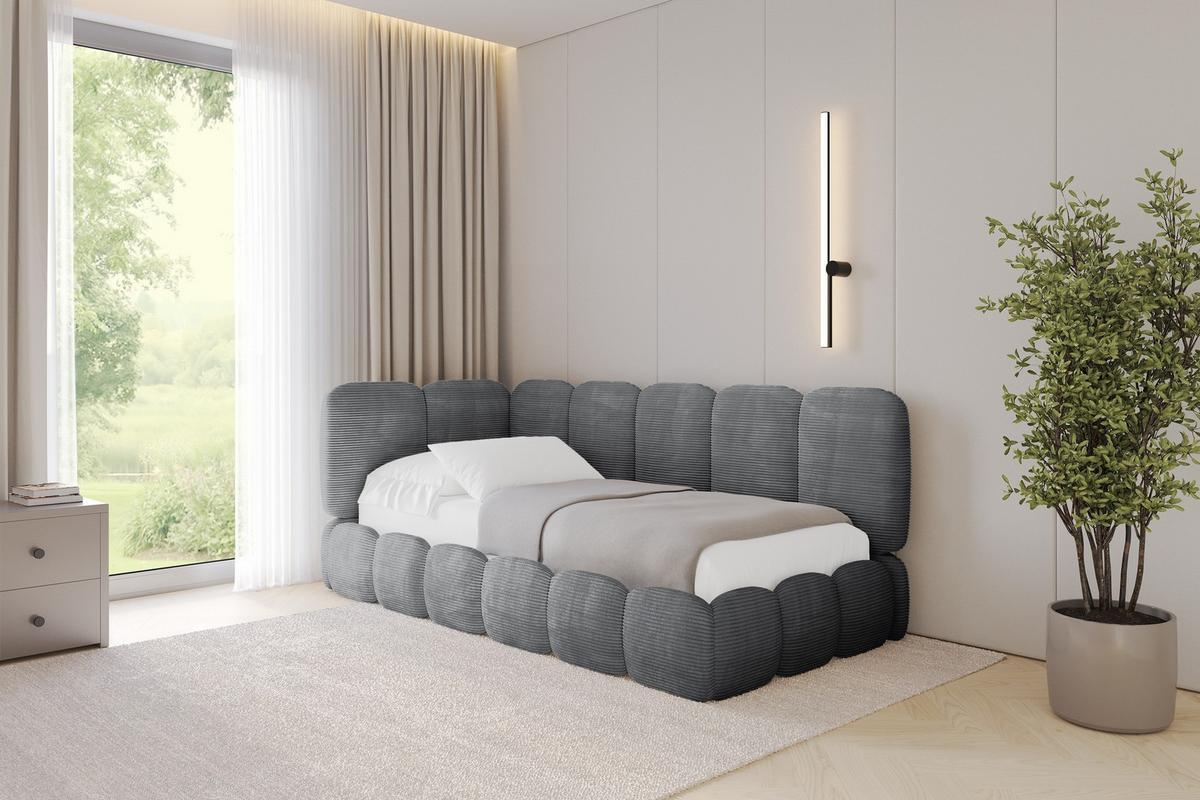EINZELLBETT Jugendbett mit Bettkasten, Rechts - AVRY 100x200 Dunkelgrau - Schieferfarben/Dunkelgrau, Holzwerkstoff/Textil (100/200cm) - ALTDECOR