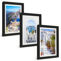 BILDER SET 3er Set - 20x30 cm Schwarzer Rahmen - Santorini-Architektur Oia - Schwarz, Kunststoff (20/30cm) - TULUP