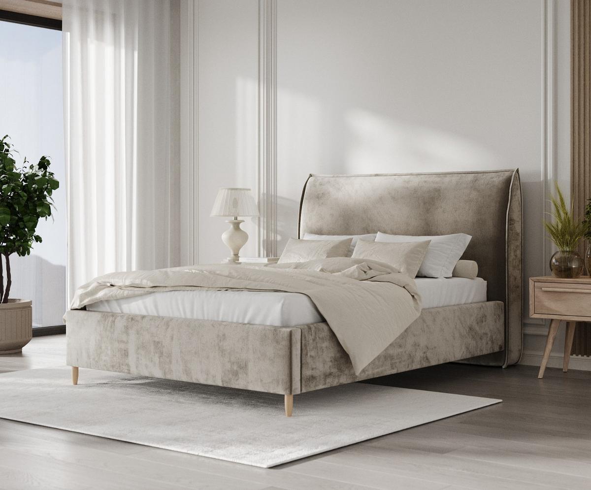 POLSTERBETT Mira 160/200 cm Beige im Lotta Stoff - Beige/Naturfarben, Holz/Holzwerkstoff (160/200cm) - AltaBeds