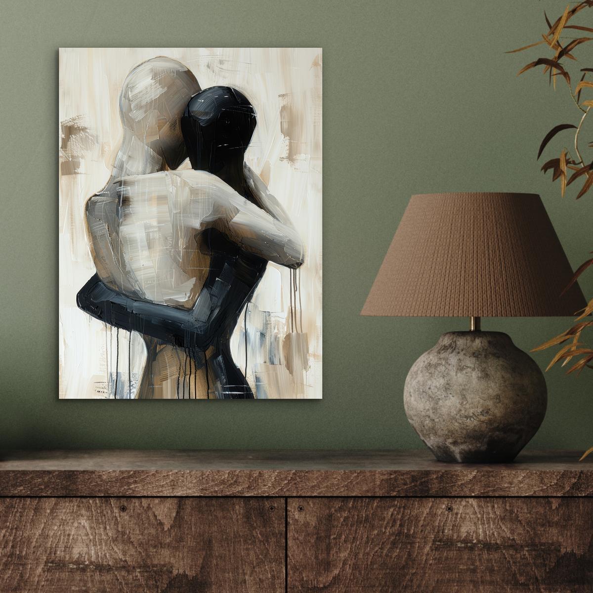 METALLBILD Abstrakt - Liebe - Schwarz und weiß - Modern 30x40 cm - Schwarz, Metall (30/40cm) - MuchoWow