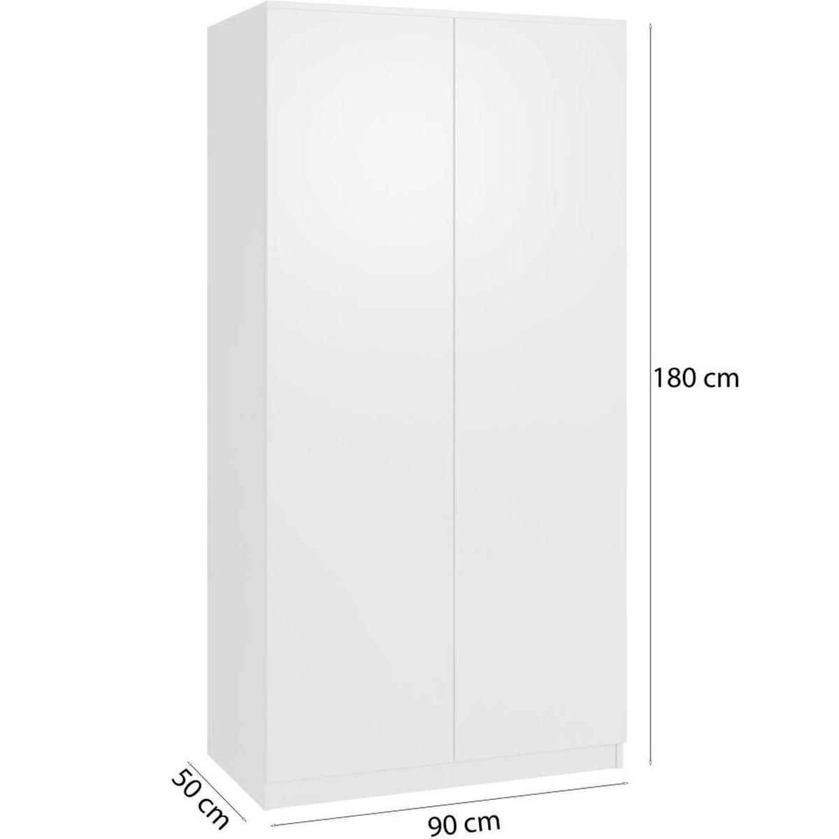 DREHTÜRENSCHRANK Look mit 2 Türen, 90 cm, Weiß - Weiß, Holzwerkstoff (90/180/50cm) - Beautysofa