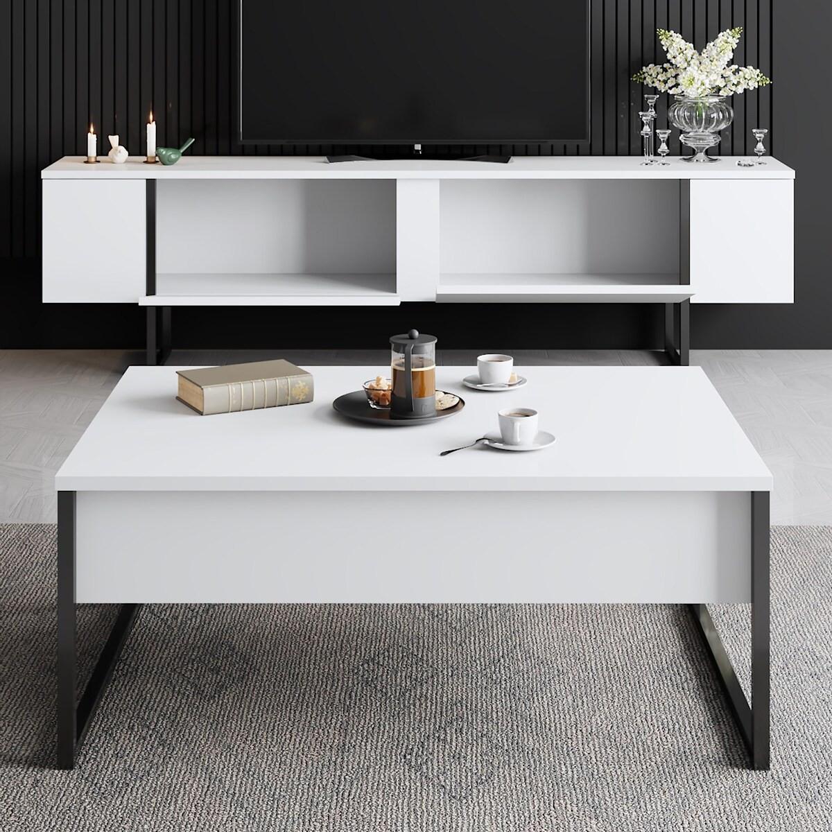 TV-MÖBEL mit 2 Klapptüren Luxe 180/30/50 cm - Weiß, Holzwerkstoff (180/50/30cm) - Calicosy