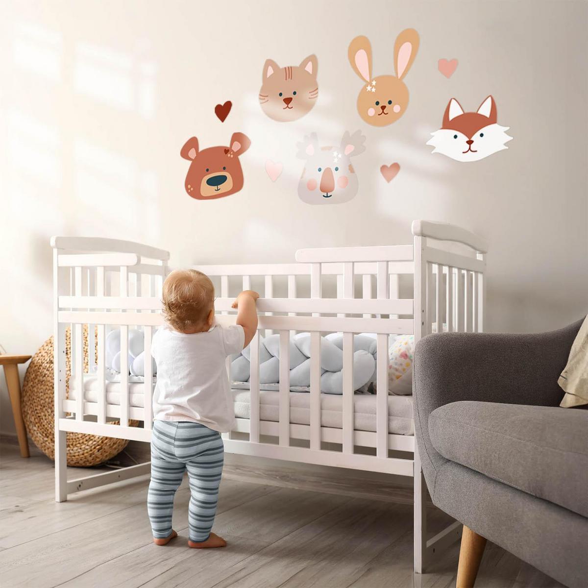 WANDAUFKLEBER 60x97cm - Illustration von Waldtieren - Multicolor, Kunststoff (60/97/0.1cm) - Wallfluent