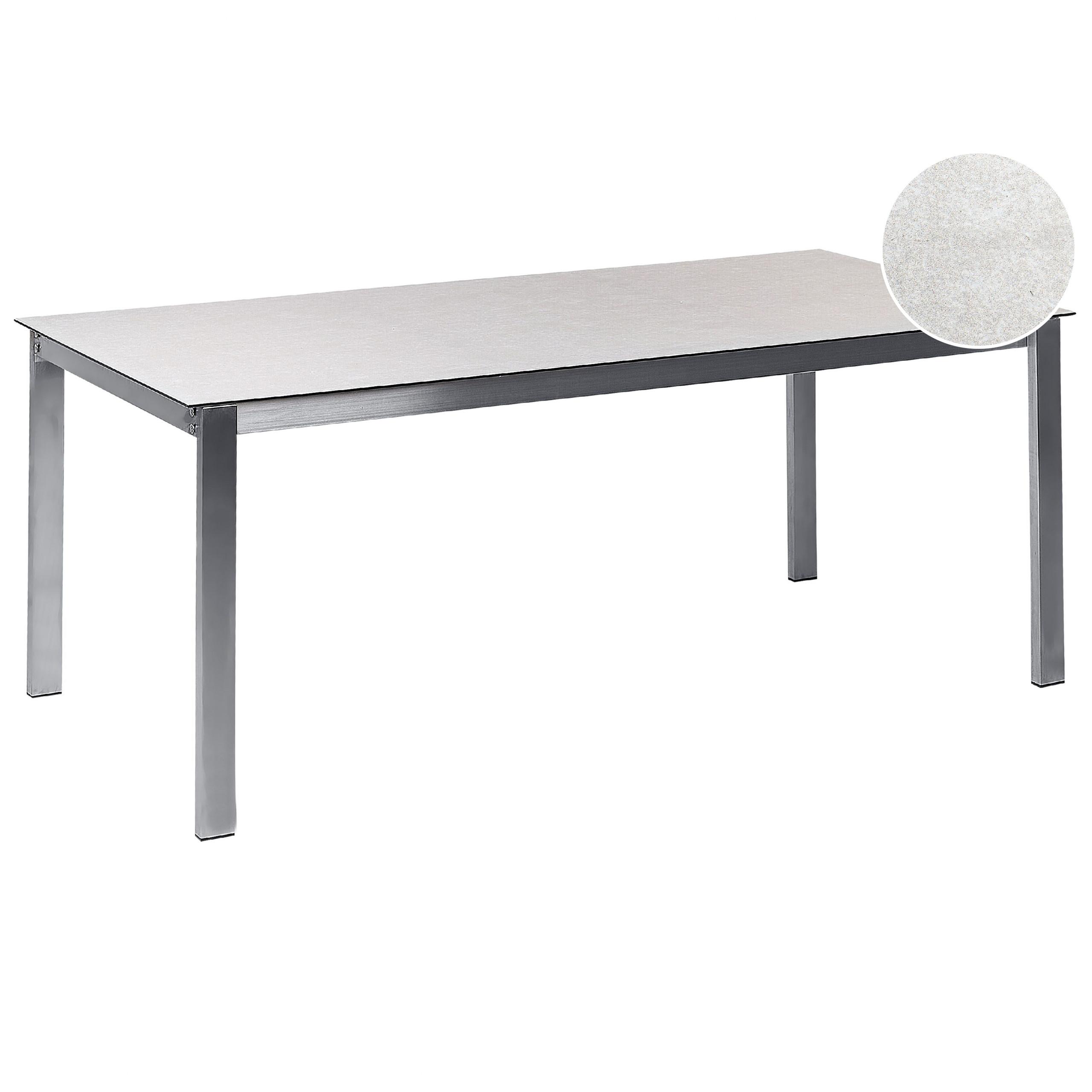 GARTENTISCH Keramik-Glas weiß 180/90 cm Cosoleto - Silberfarben/Weiß, Glas (180/90/75cm) - Beliani
