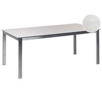 GARTENTISCH Keramik-Glas weiß 180/90 cm Cosoleto - Silberfarben/Weiß, Glas (180/90/75cm) - Beliani