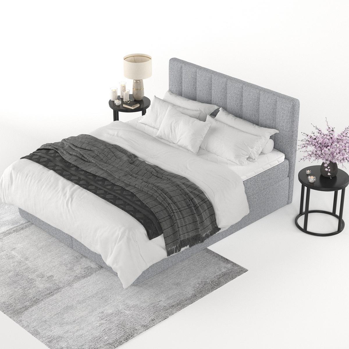 BOXBETT Lusso 140/200 cm Grau im Riva Stoff - Schwarz/Grau, Holz/Holzwerkstoff (140/200cm) - AltaBeds