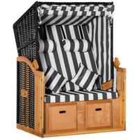 DOPPELTE Sonnenliege mit Dach 5-stufige Rückenlehne PE-Rattan Grau+Weiß 118 x 79 x 160 cm - Grau, Kunststoff (79/160/118cm) - Outsunny