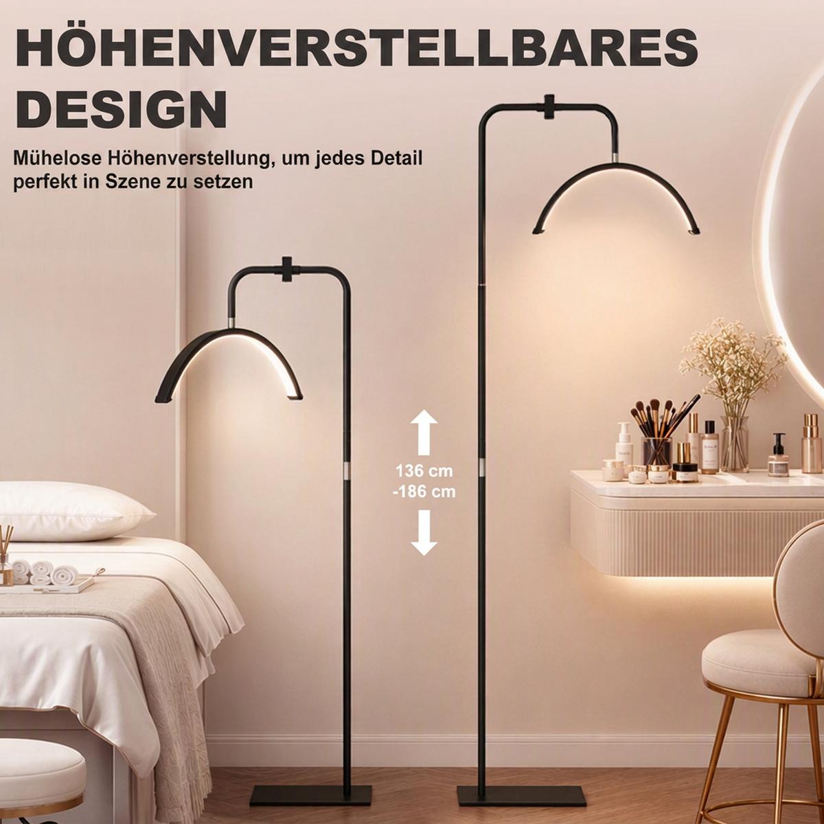 LED-HALBMOND-WIMPERN-LAMPE Stahl Kunststoff Schwarz - Schwarz, Metall (77.5/20.5/186cm) - HOMCOM