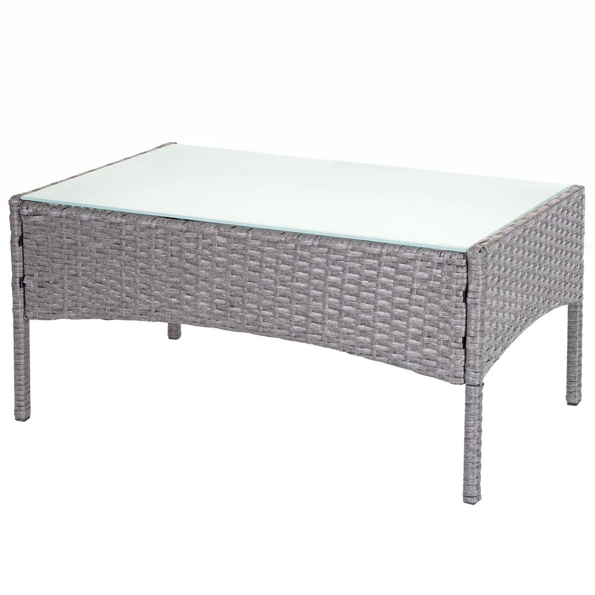 POLY-RATTAN GARNITUR Grau - Weiß/Grau, Kunststoff - MCW