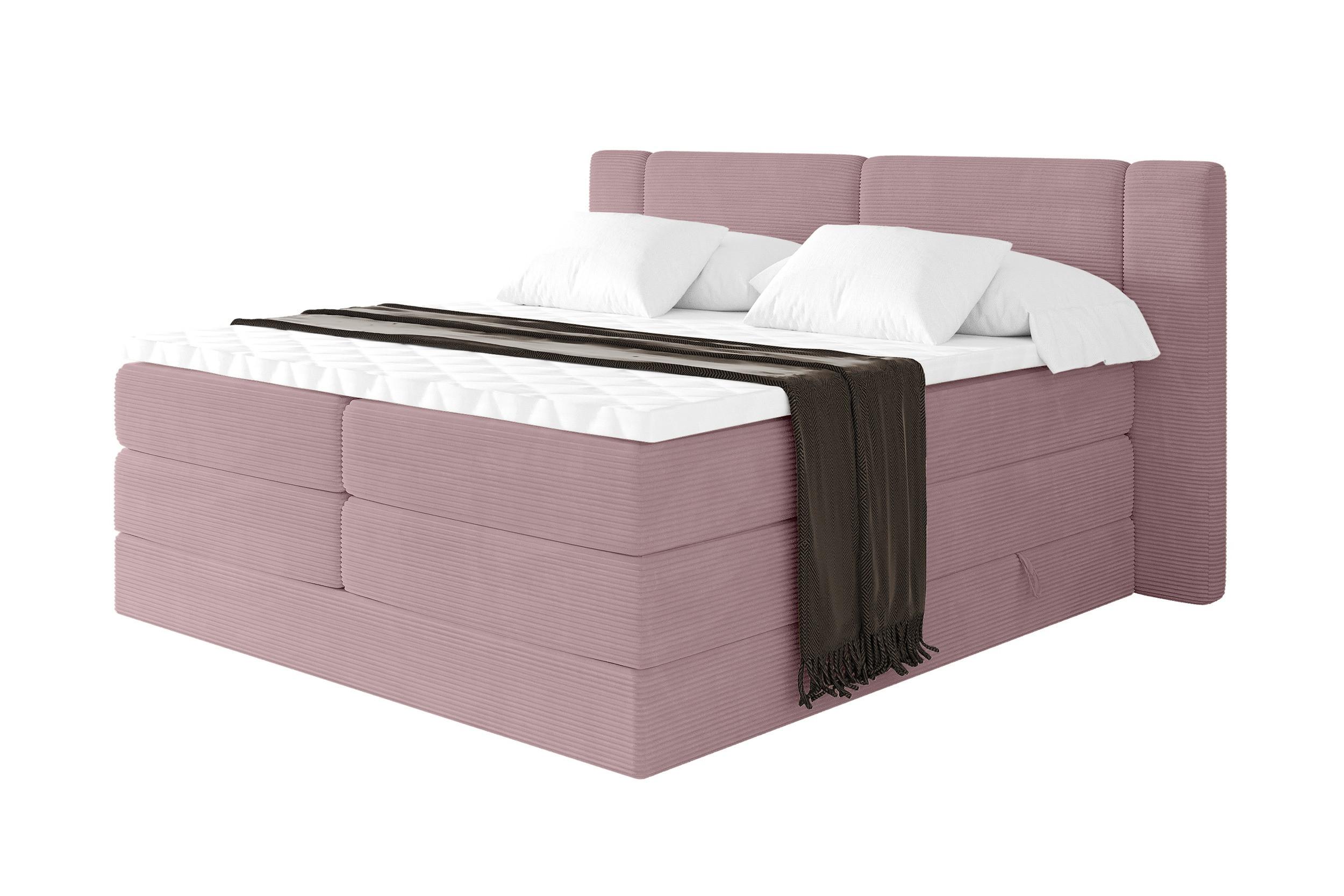 BOXSPRINGBETT mit Matratze H3/H4 - EVON KING - 180x200 cm Rosa - Rosa, Holzwerkstoff (180/200cm) - ALTDECOR