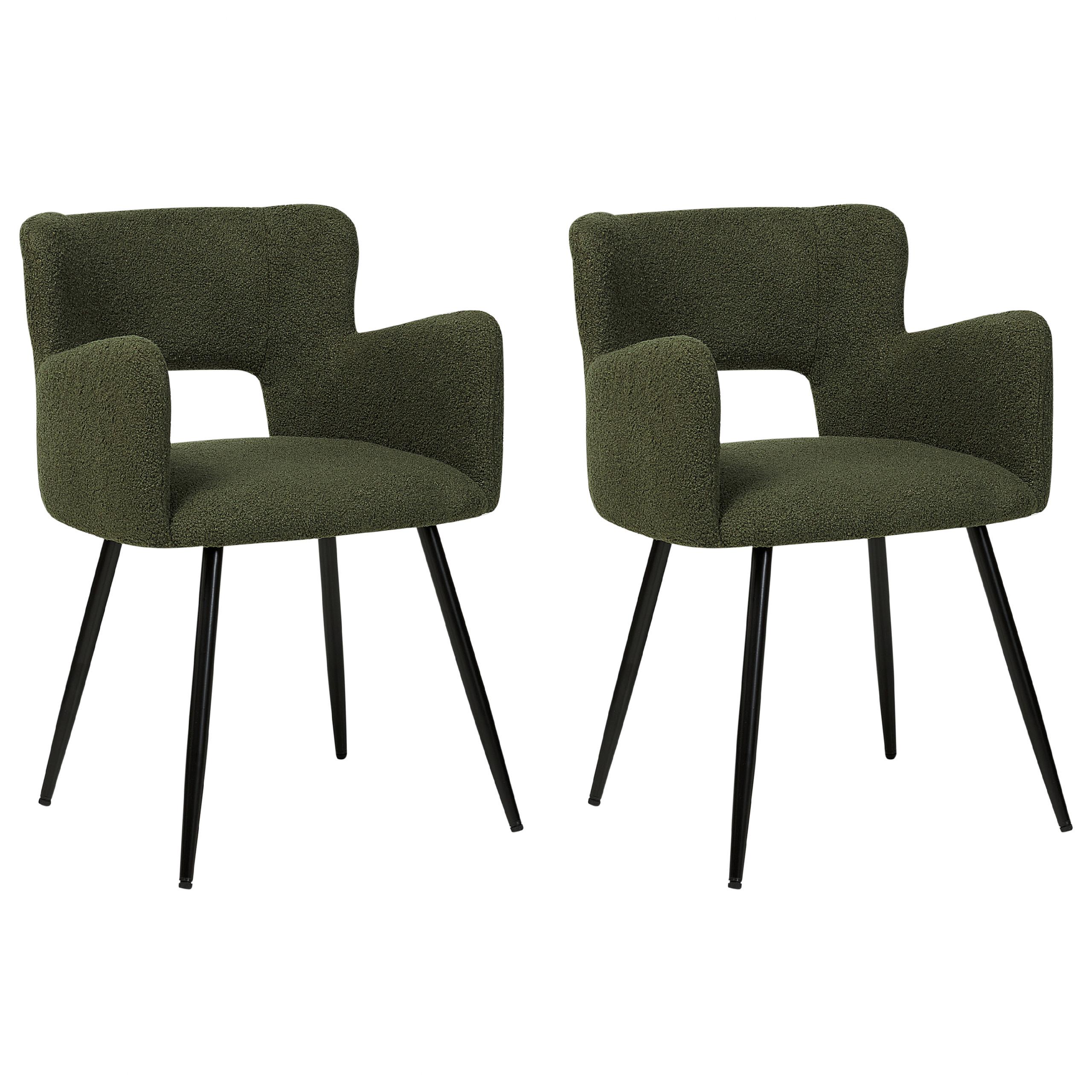 ESSZIMMERSTUHL 2er-Set Samtstoff Dunkelgrün Sanilac - Grün, Textil/Metall (52/75/44cm) - Beliani