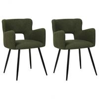 ESSZIMMERSTUHL 2er-Set Samtstoff Dunkelgrün Sanilac - Grün, Textil/Metall (52/75/44cm) - Beliani