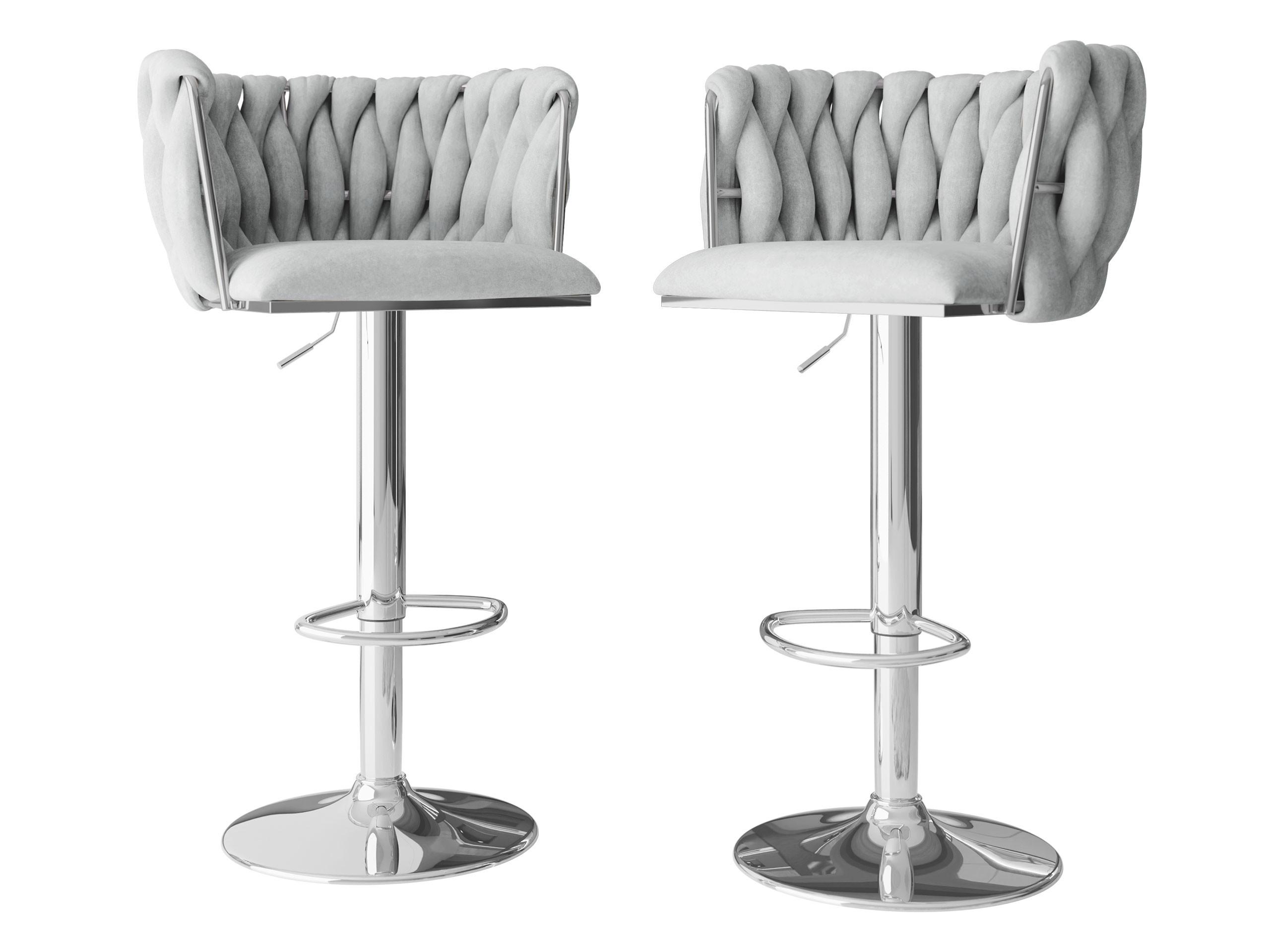 BARHOCKER-SET Muz BS-1142/CM (2 Stück in Samt) - Chromfarben/Grau, Textil/Metall (50/85/52cm) - MIRJAN24