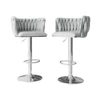 BARHOCKER-SET Muz BS-1142/CM (2 Stück in Samt) - Chromfarben/Grau, Textil/Metall (50/85/52cm) - MIRJAN24