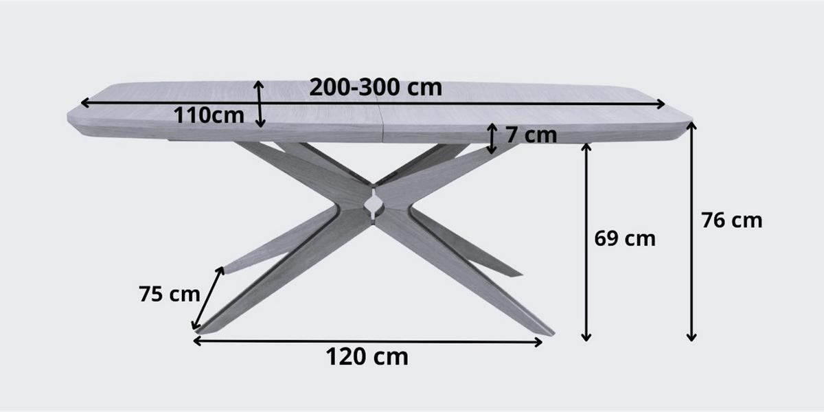 ESSTISCH SOLIDO Ausziehbar 200 - 300 / 110 x 76 cm - Eichefarben/Schwarz, Holz (200/110/76cm) - MASSENO
