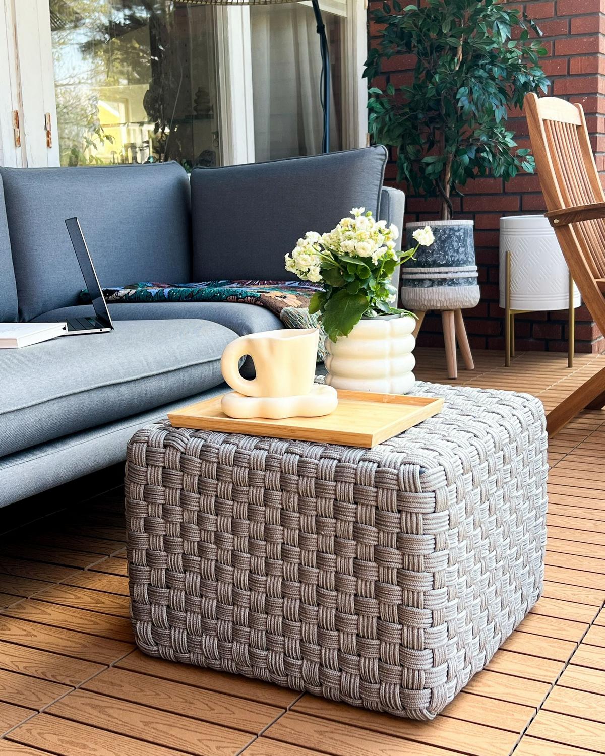 POUF Kunststoff Grau Nalli - Grau, Textil (50/35/50cm) - Beliani