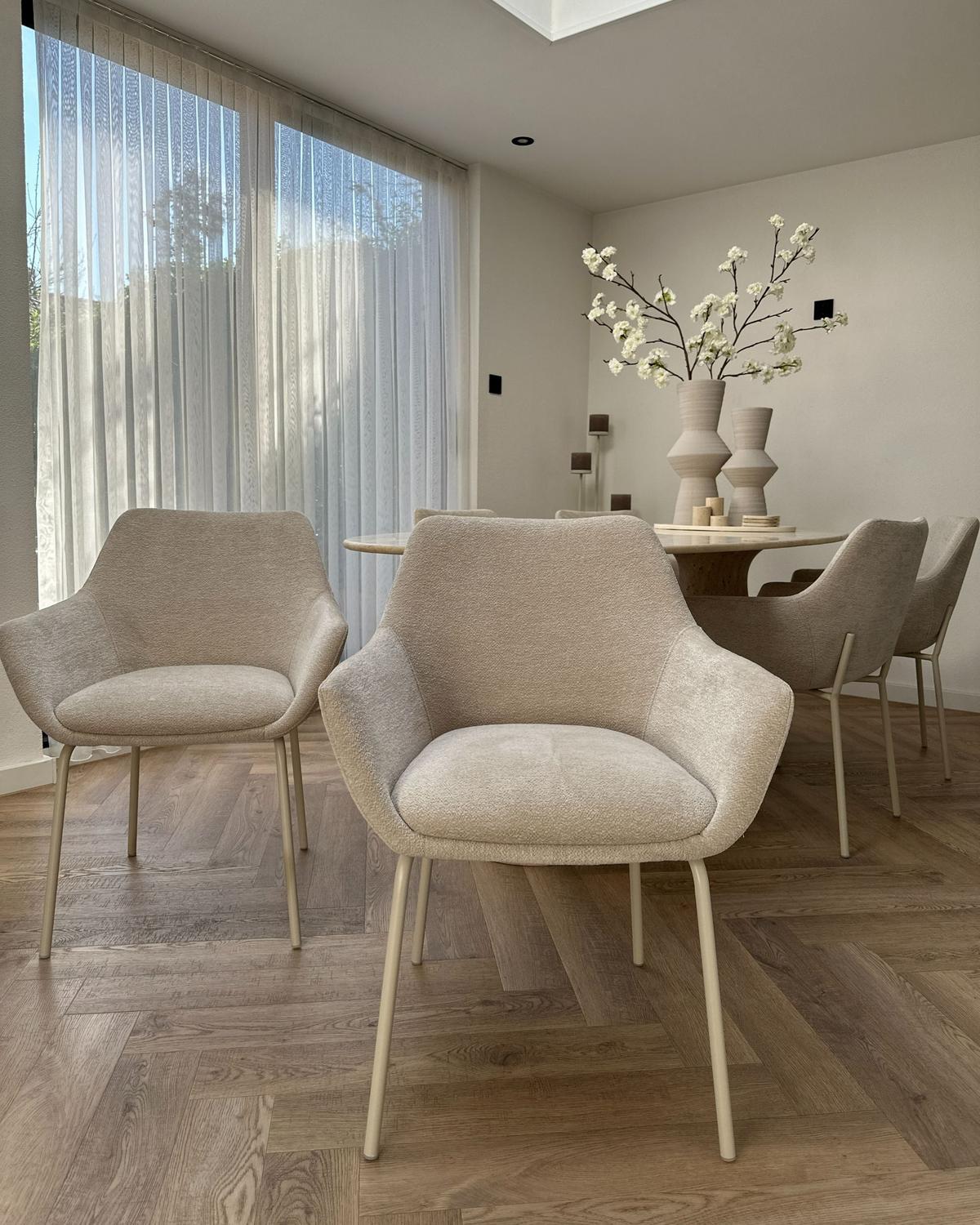 ESSZIMMERSTUHL Beige Bowdon - Beige, Textil (59/81/51cm) - Beliani