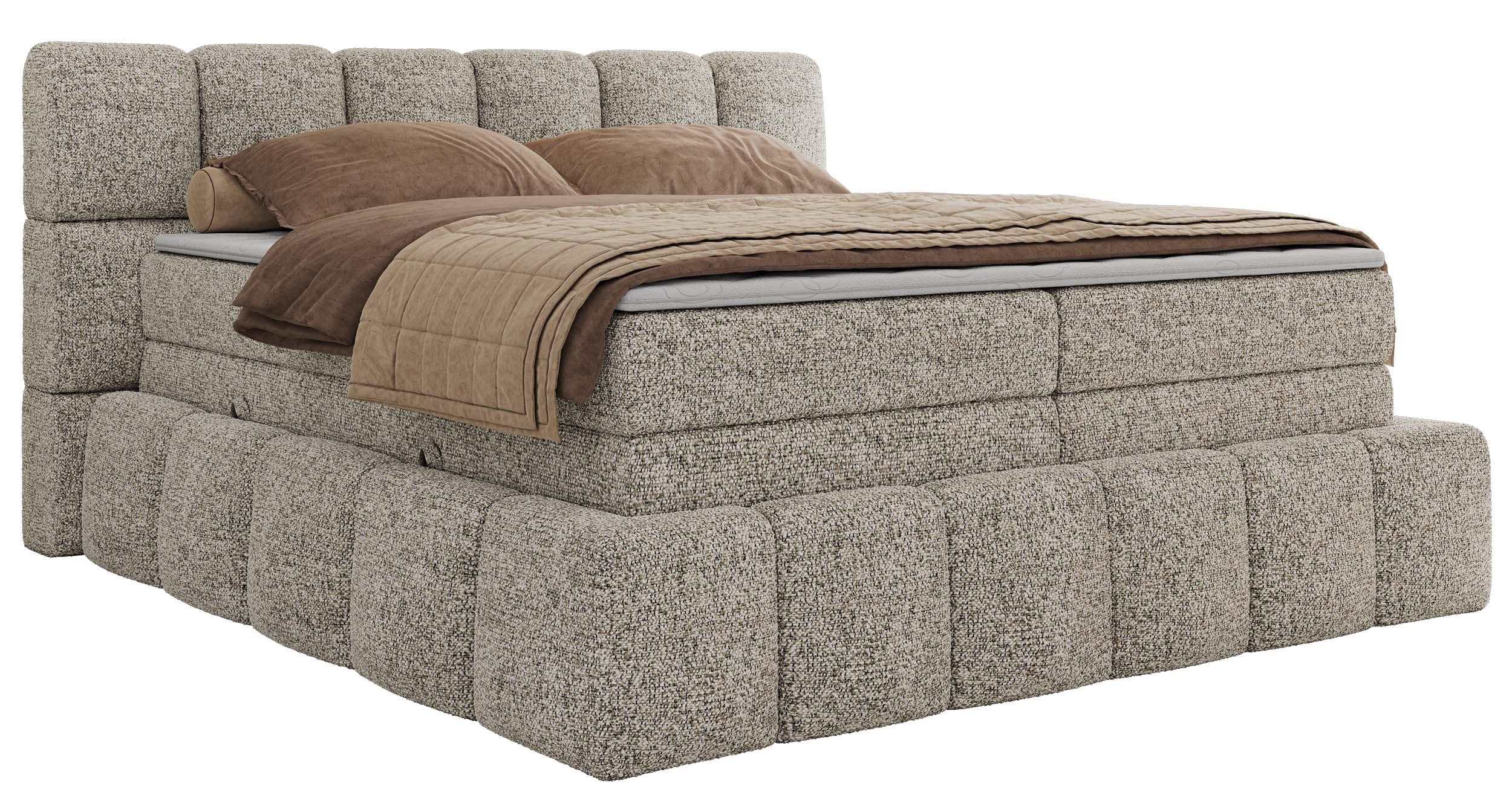 BOXSPRINGBETT NIRA KING 160/200 Beige Strukture - H3 - Beige, Holz/Textil (160/200cm) - MKS