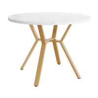 ESSTISCH runder marmor-optik Ø 100 cm mit X-metallgestell - Goldfarben, Holzwerkstoff (100/100/75cm) - Urban Meuble