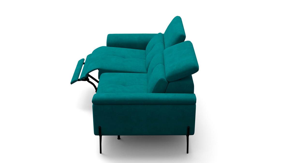 SOFA RELAX AVENA 3-Sitzer, dunkelgrüner Veloursstoff - Dunkelgrün/Schwarz, Holz/Textil (204/80/108cm) - Courtois Laville