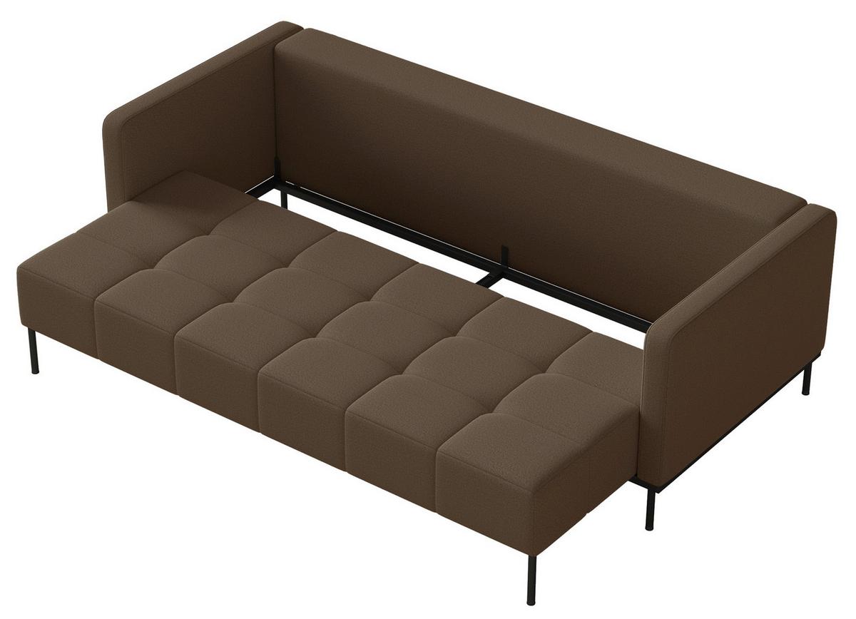 SCHLAFSOFA Skilia mit Schlaffunktion, 3-Sitzer 224 cm - Schwarz/Braun, Textil/Metall (224/85/102cm) - Selsey