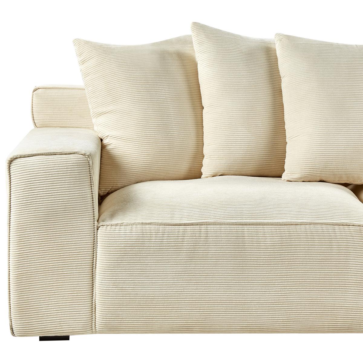 3-SITZER-SOFA Cord Hellbeige Viskan - Beige, Textil (200/62/74cm) - Beliani