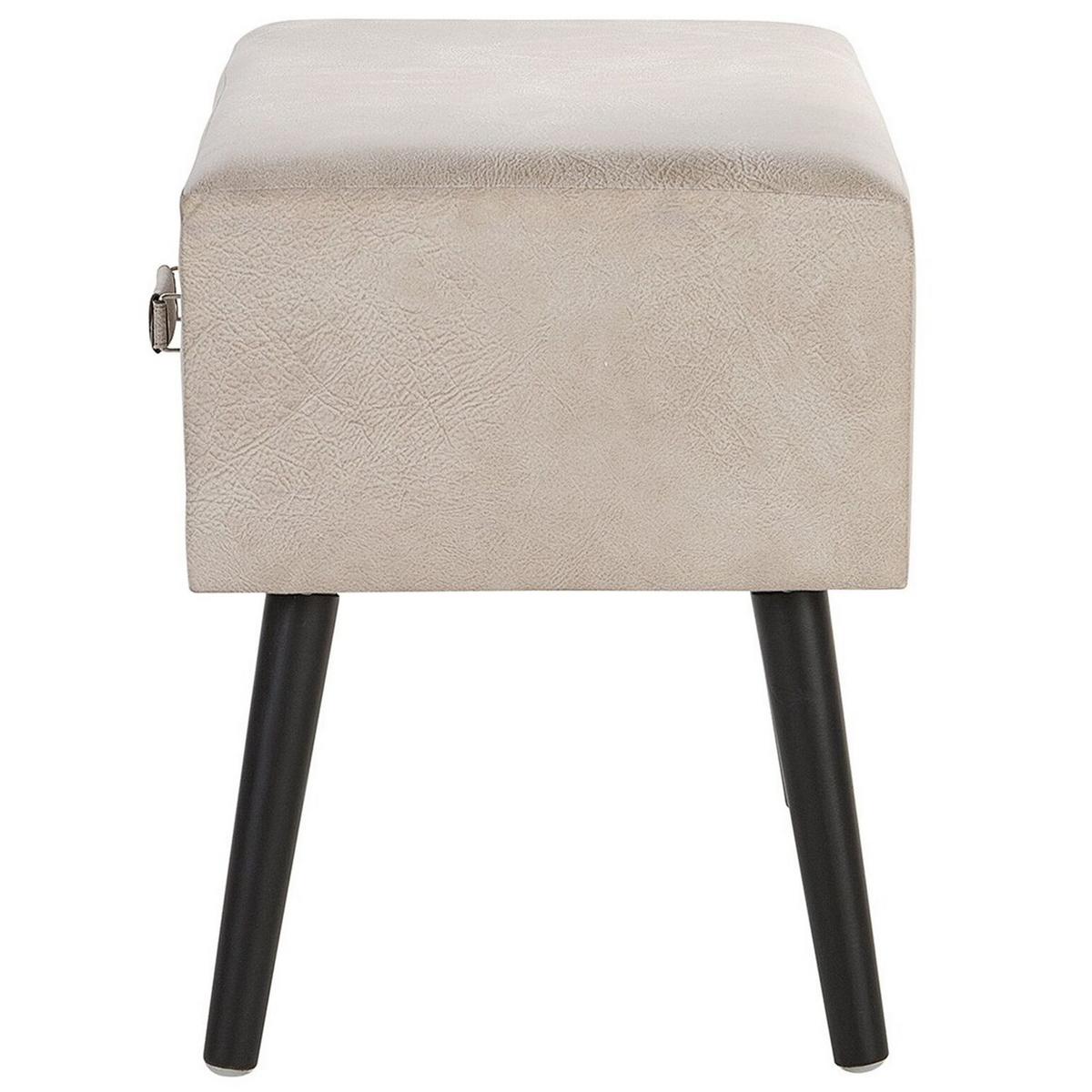 NACHTTISCH beige Kunstleder Eurostar - Beige/Schwarz, Kunststoff/Textil (50/46/35cm) - Beliani