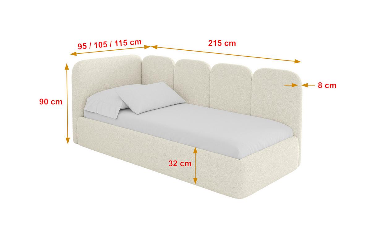 EINZELLBETT Jugendbett mit Bettkasten, Rechts - VELY 80x200 Beige - Perlmutt, Holzwerkstoff/Textil (80/200cm) - ALTDECOR