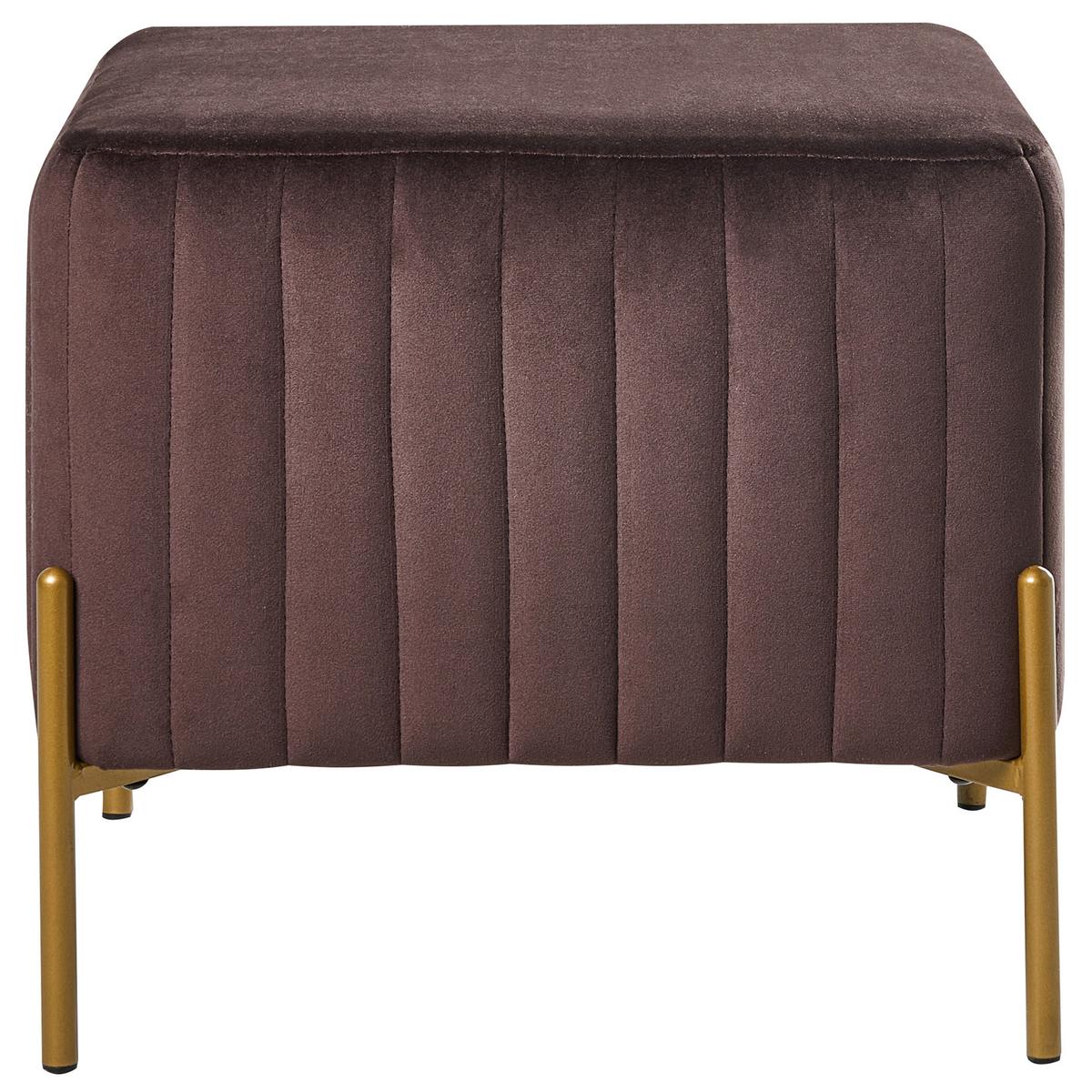 HOCKER Samtstoff Dunkelbraun Utah - Goldfarben/Braun, Textil (47/43/47cm) - Beliani