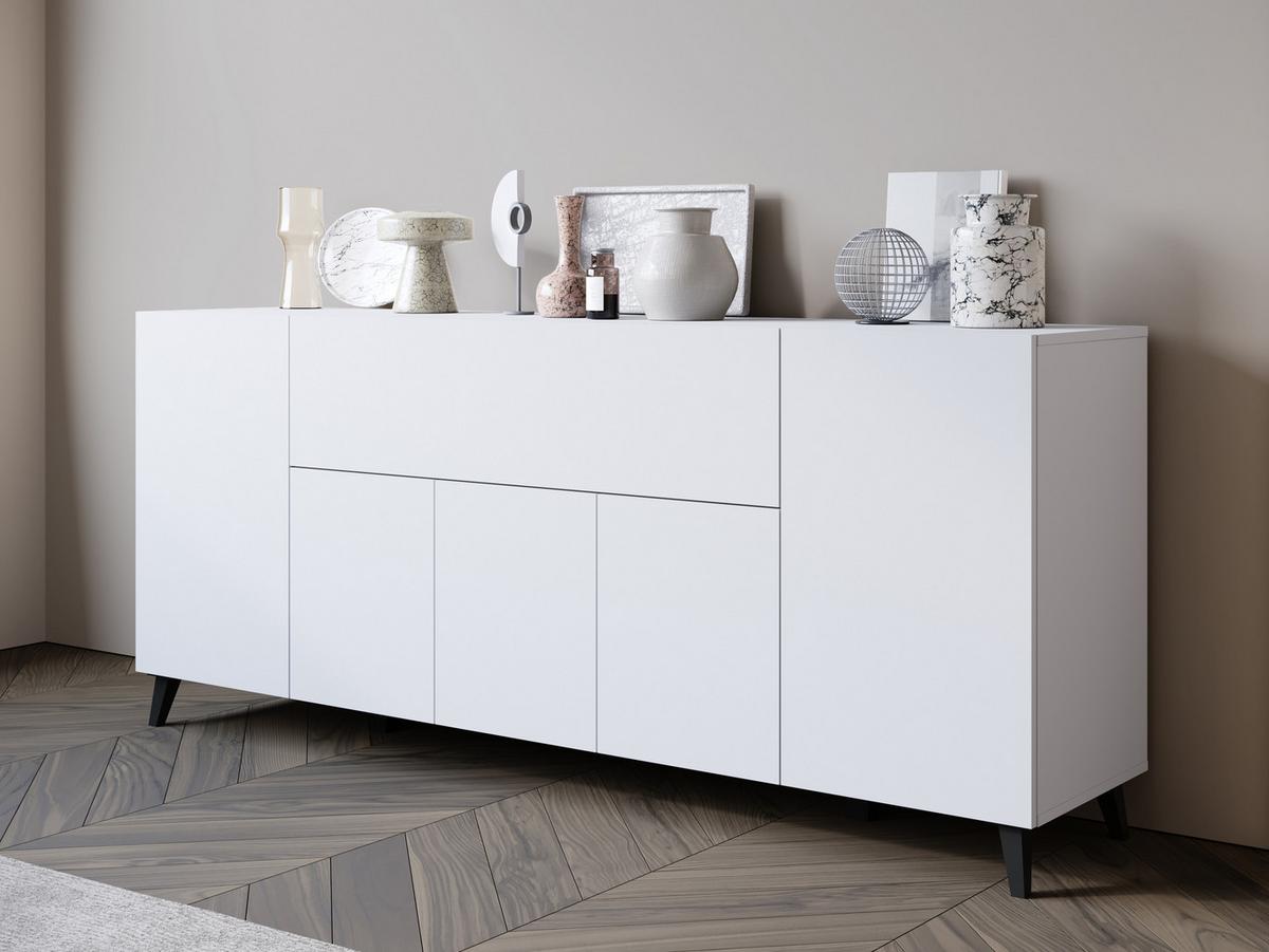 SIDEBOARD Phuket 180 - Schwarz/Weiß, Holzwerkstoff/Kunststoff (180/76/38cm) - MIRJAN24