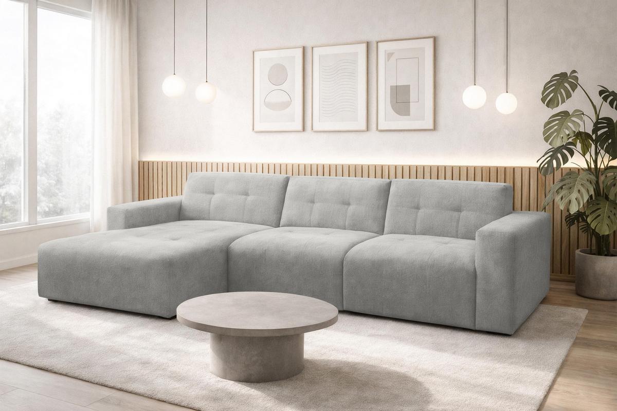 ECKSOFA L Form Corlu Grau 310/165/78 cm – stilvolle kleine Eckcouch Links - Schwarz/Grau, Kunststoff/Textil (310/165cm) - AX Living
