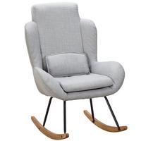 SCHAUKELSTUHL Gummibaumholz Hohe Lehne Abnehmbare Polsterung LAVANT, Anthrazit 75x88x110 cm - Anthrazit/Schwarz, Holz/Textil (75/110/88cm) - KADIMA DESIGN