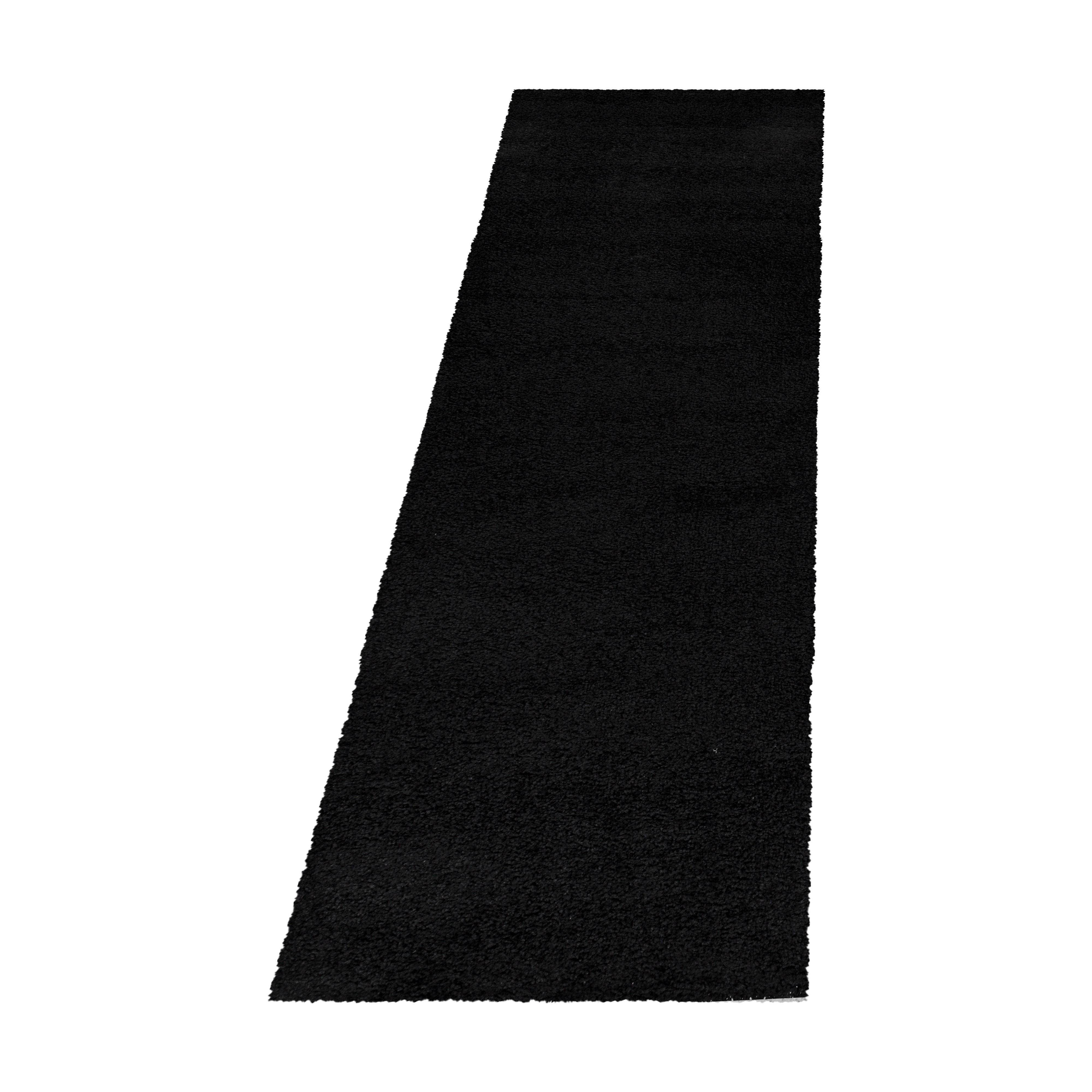 TEPPICH Hochflor SPREE in Schwarz, einfarbig, 80 x 250 cm - Schwarz, Textil (80/250cm) - KADIMA DESIGN