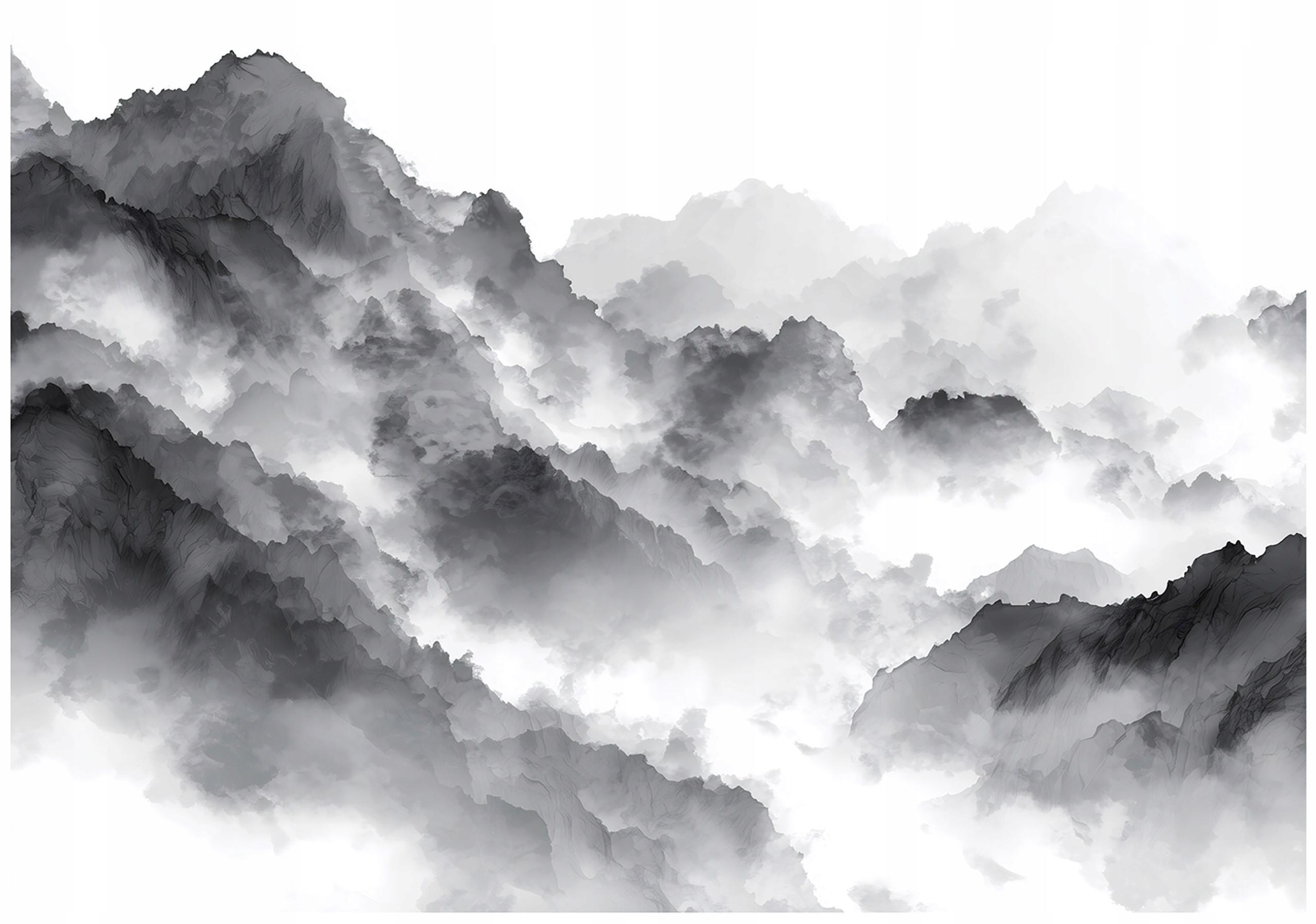 FOTOTAPETE Berge Natur Schwarzweiß 200x140 cm - Multicolor, Papier (200/140cm) - Wallarena