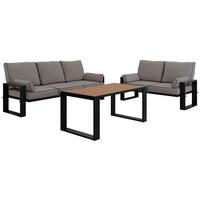 GARTENMÖBEL-SET ELBA: 1x Tisch, 2x Sofa - Grau - Grau, Textil - MKS
