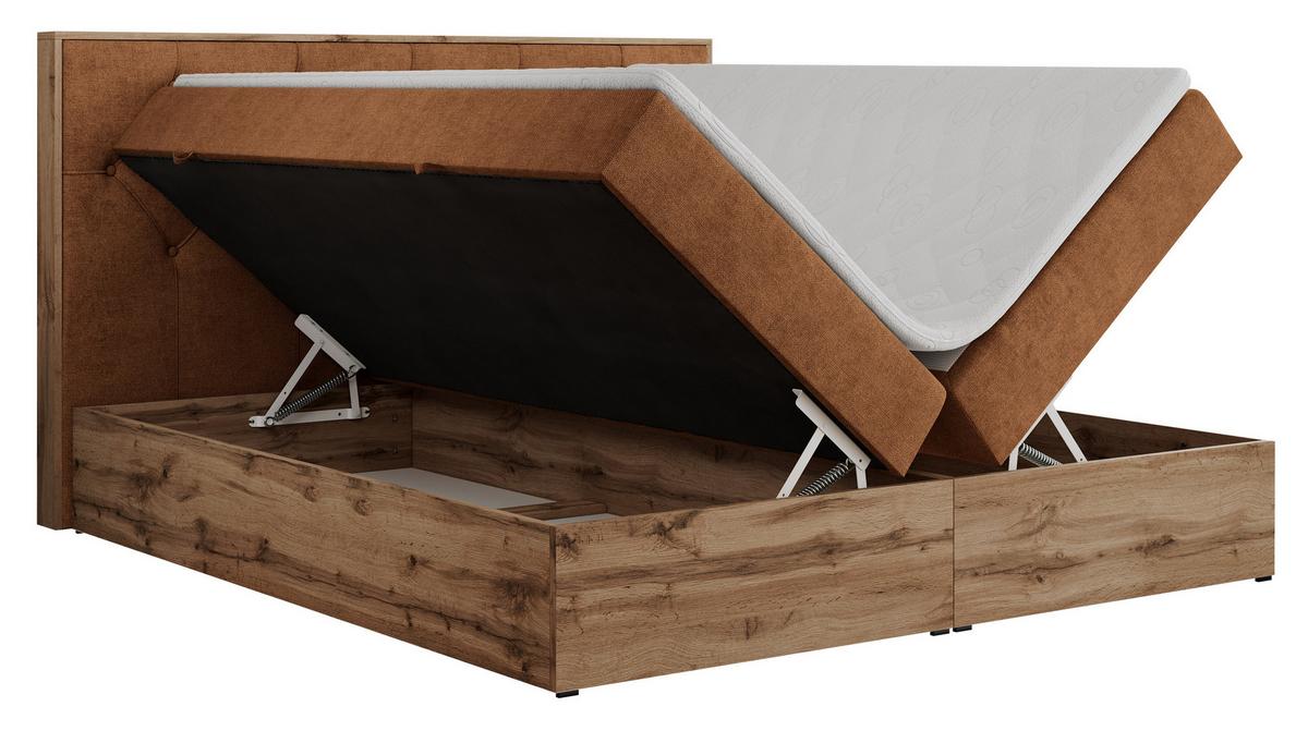 BOXBETT VENETO 200/200 Orange Struktur - H3 - Orange, Holz/Textil (200/200cm) - MKS