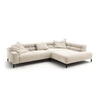 ECKSOFA MIT MOTORISCHEM SITZVORZUG DELIA Cremeweiß Cord Relaxfunktion - Creme/Schwarz, Textil/Metall (312/219cm) - KAWOLA