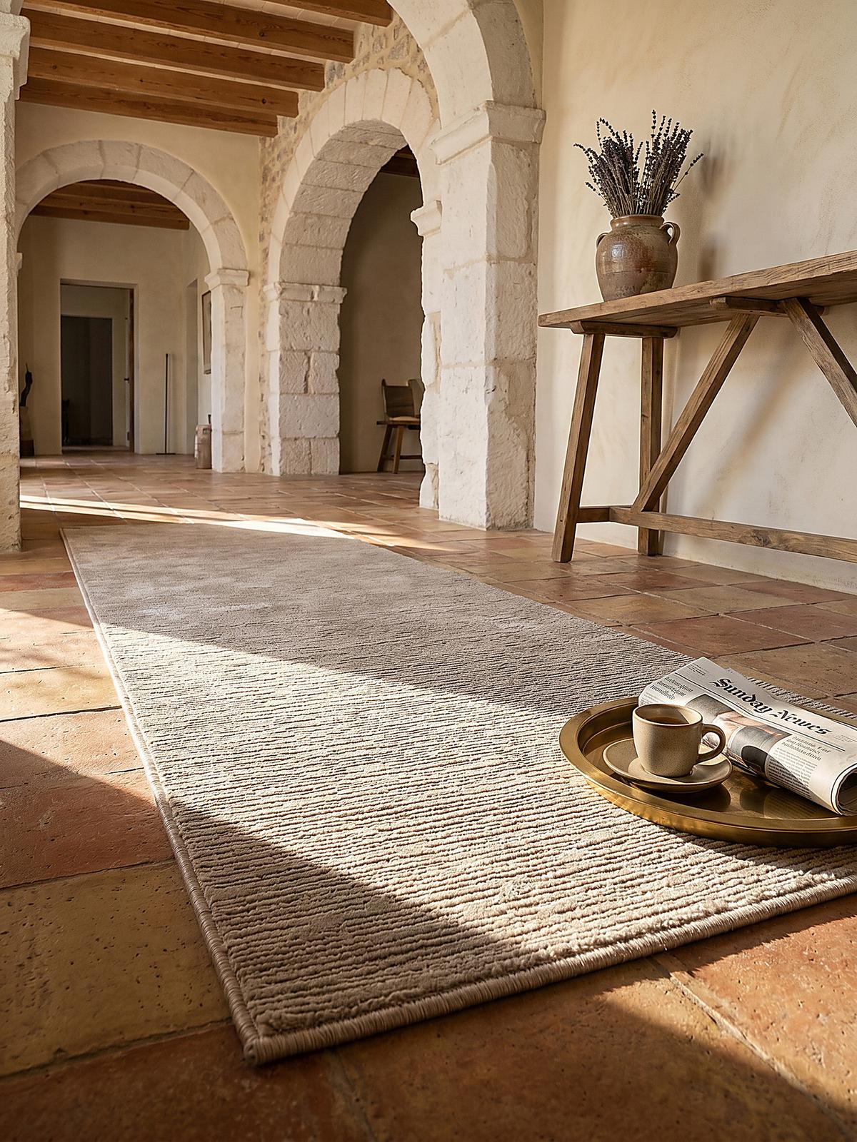 TEPPICHLÄUFER Streifen KASOS Polyester Beige 80 x 300 cm - Beige, Textil (80/300cm) - KADIMA DESIGN