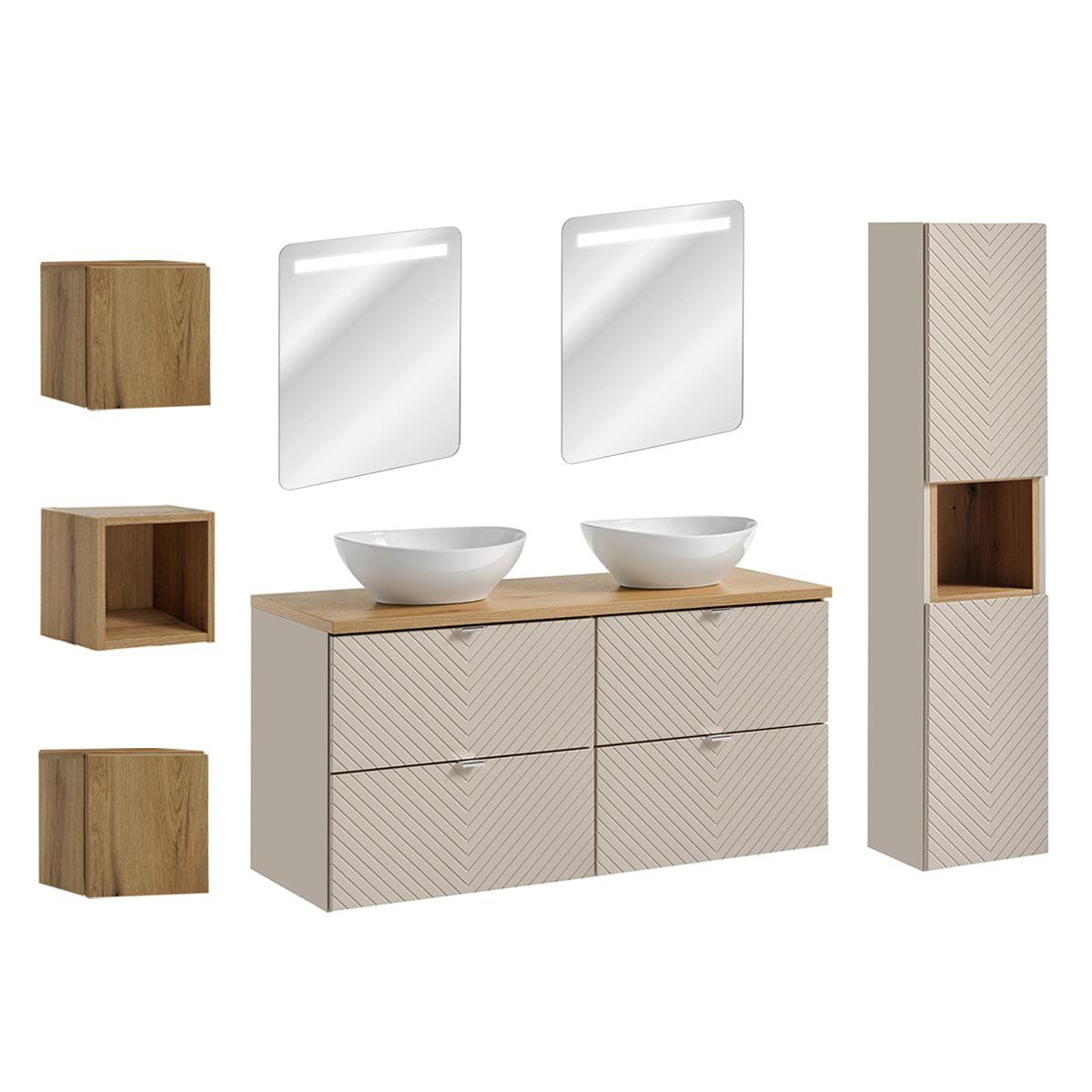 BADMÖBEL 120.4cm Manoa 2er-Set Kaschmir - Kaschmir, Holzwerkstoff (120.4/59/40cm) - Petits-meubles