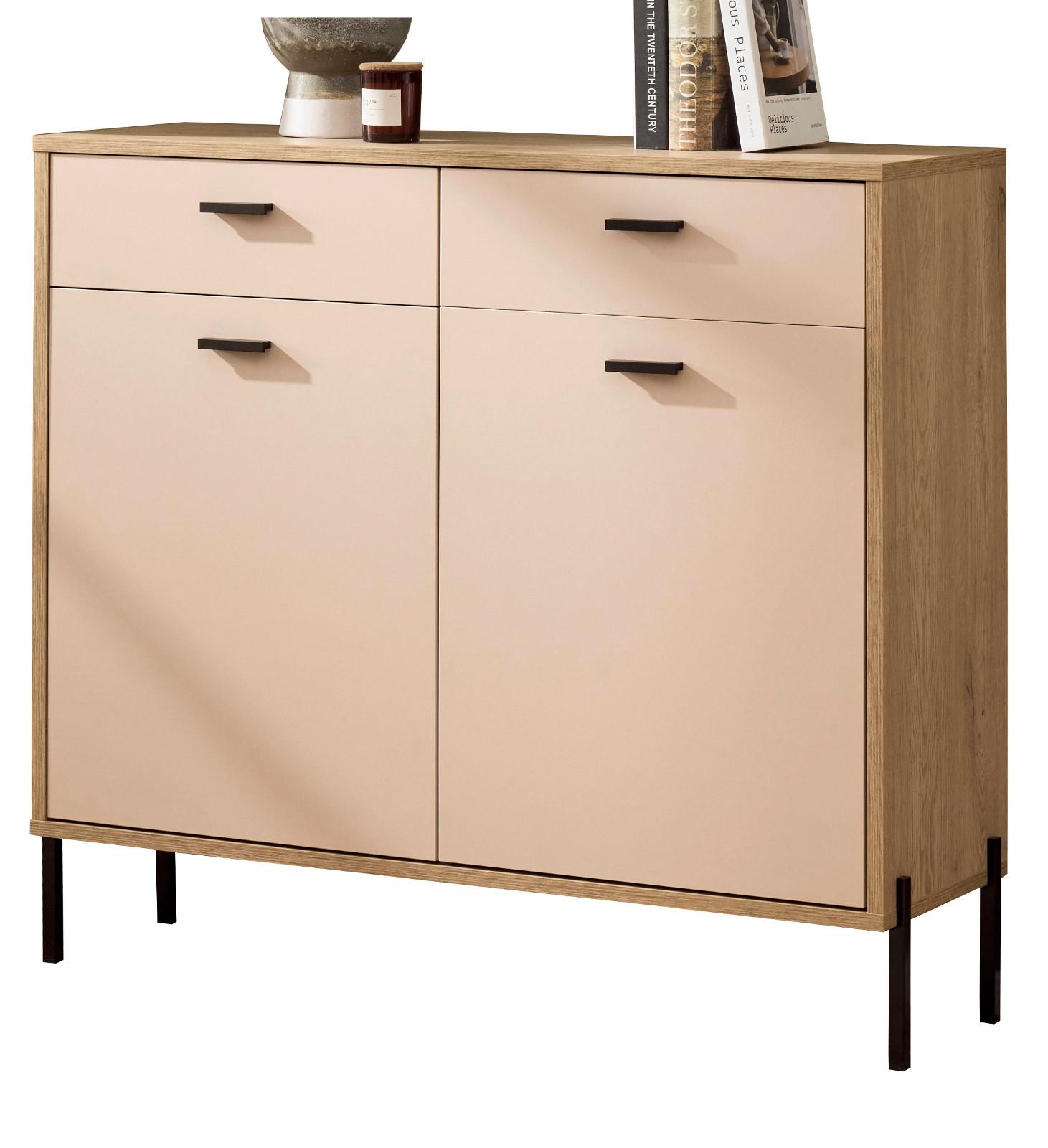KOMMODE Kaschmir, Eiche 105 cm, SIDEBOARD mit Soft-Close - Kaschmir/Eichefarben, Holzwerkstoff/Metall (105/95/35cm) - Furn.Design