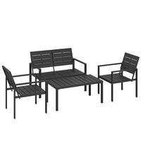 BALKONMÖBEL-SET 4er Set HDPE Metall Schwarz - Schwarz, Metall - Outsunny