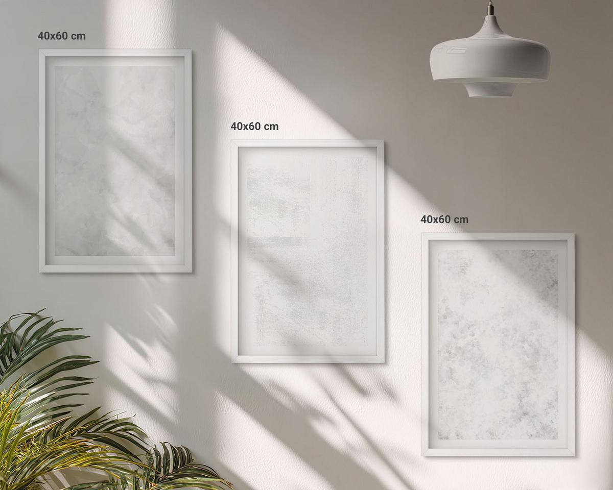 BILDER SET 3er Set - 40x60 cm Weißer Rahmen - Minimalistischer Hintergrund mit weißen Punkten - Weiß, Kunststoff (40/60cm) - TULUP