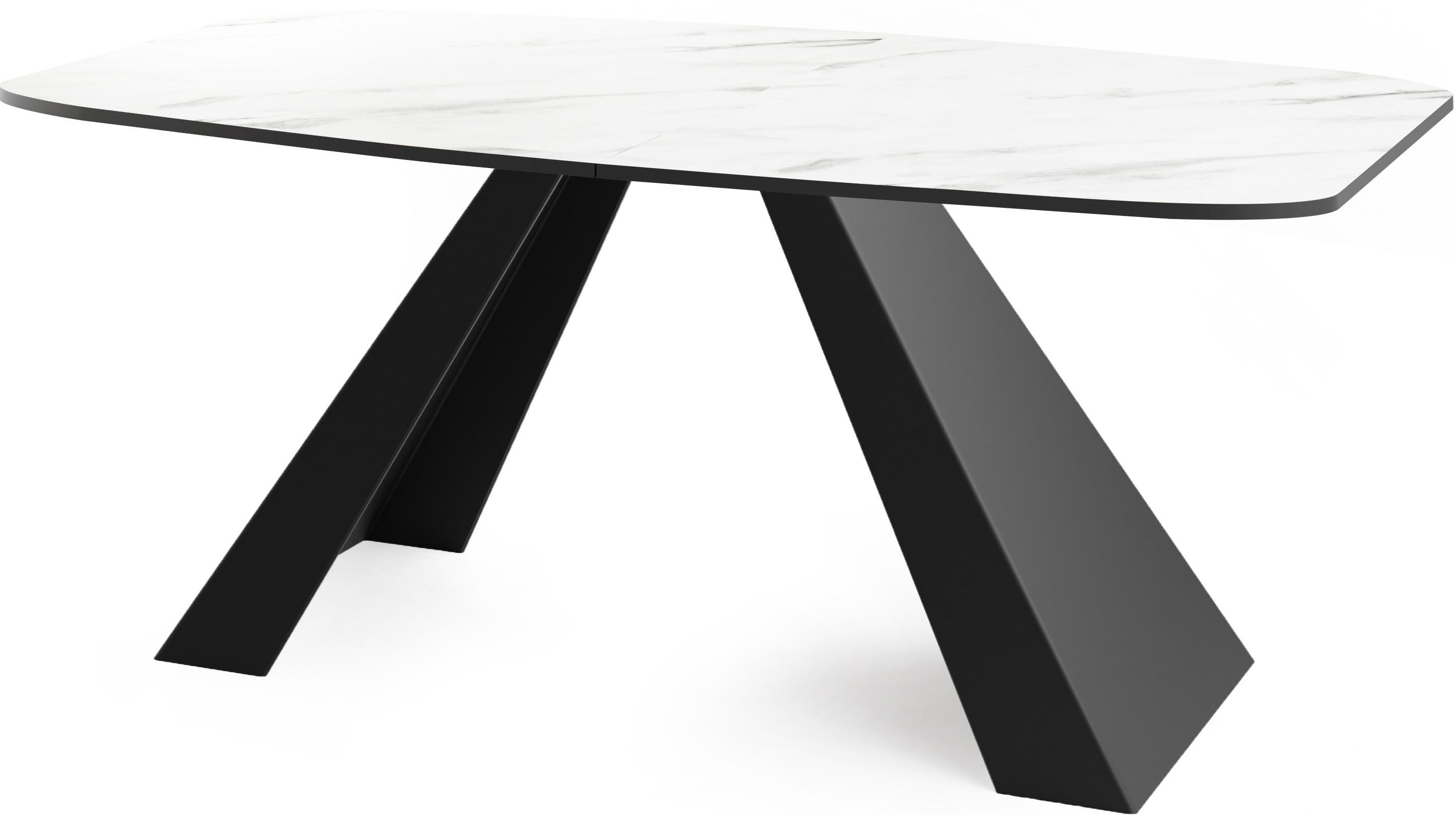 ESSTISCH Monte rechteckig ausziehbar, Marmor Weiß 180-220/90/76 cm - Ecru/Schwarz, Holzwerkstoff/Metall (90/218/76cm) - WFL GROUP